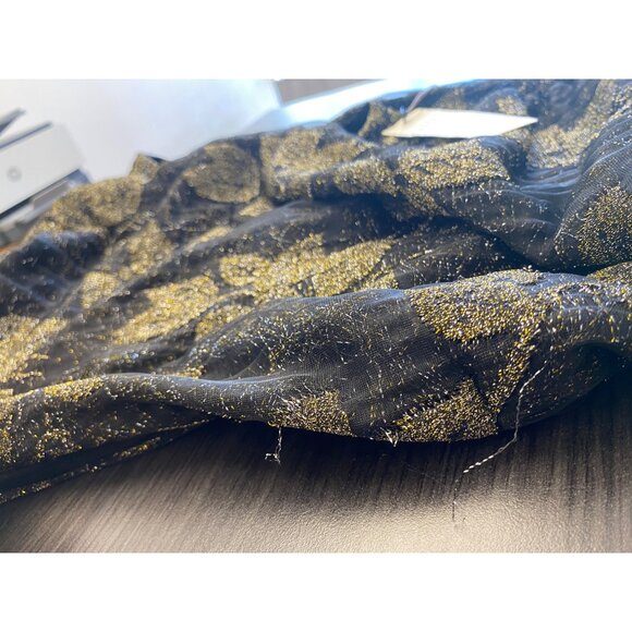 Vince Camuto Womens Metallic Knit Ruched A Line Dress Black Gold Size 6 Defected - Picture 6 of 8